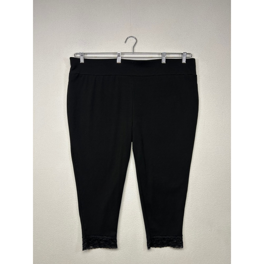 Coquette Lace Trim Terra & Sky Womens 4X Black Capri Leggings